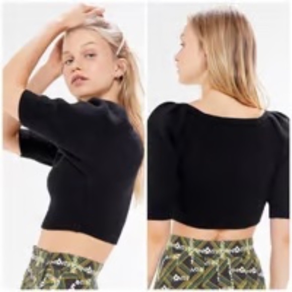 Urban Outfitters,Y2k Bernadette puff sleeve cropped sweater - Picture 11 of 12